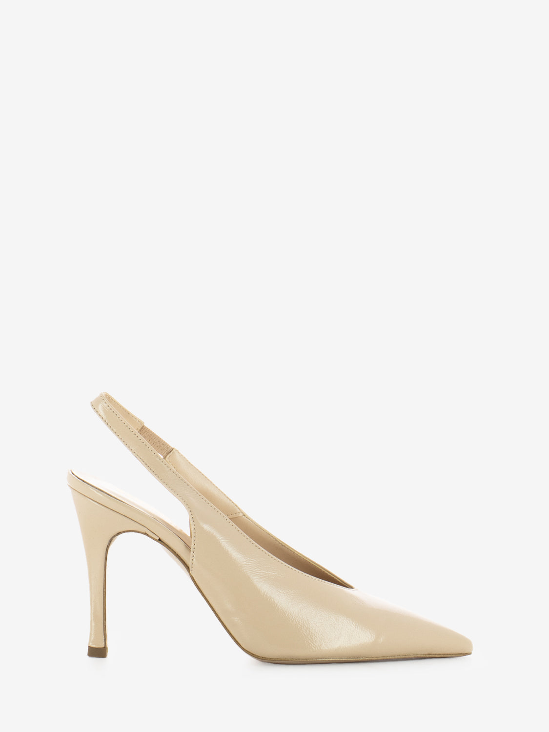 Slingback in pelle lucida sabbia