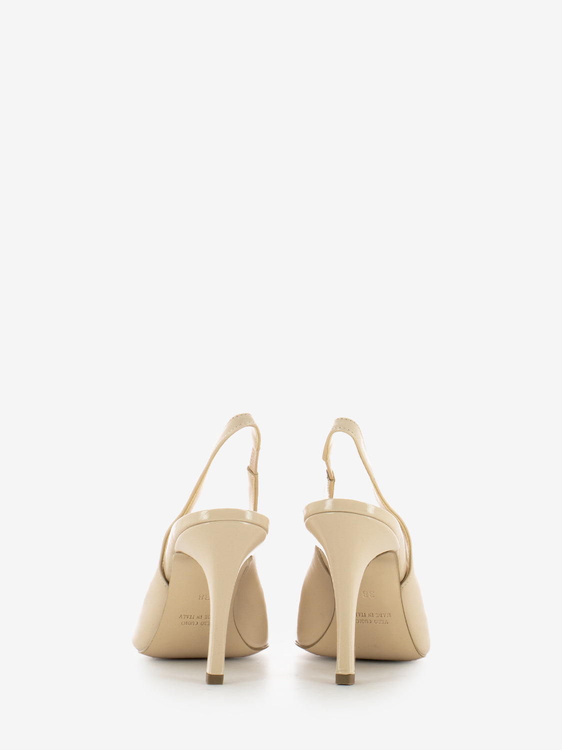 Slingback in pelle lucida sabbia