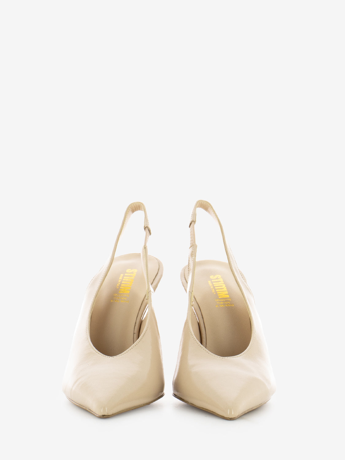 Slingback in pelle lucida sabbia