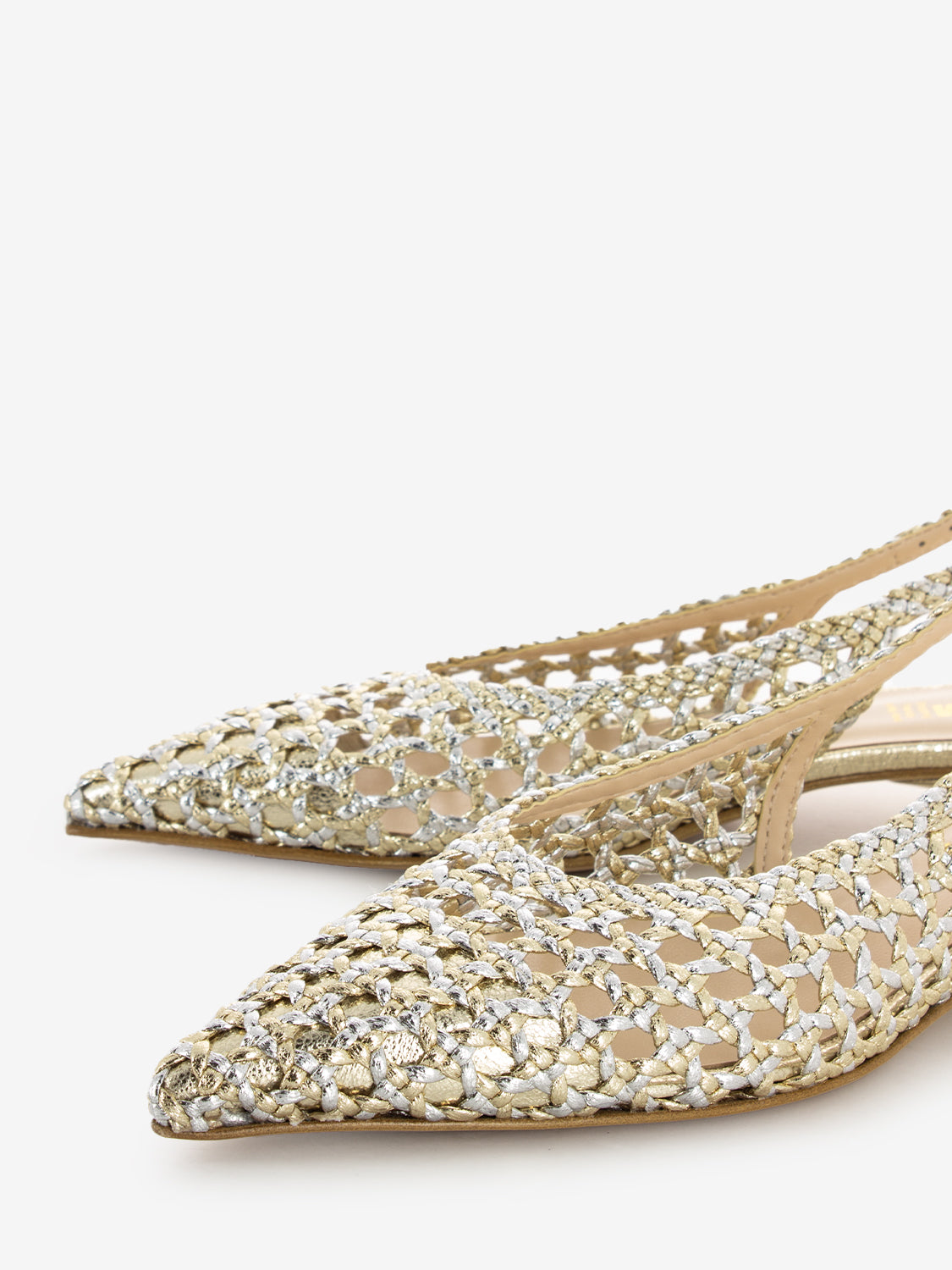Slingback intreccio oro