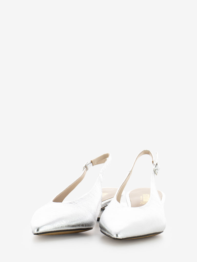 STIMM - Slingback pelle laminata argento