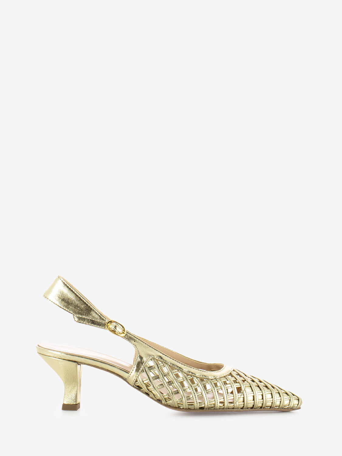 Slingback traforata platino laminato