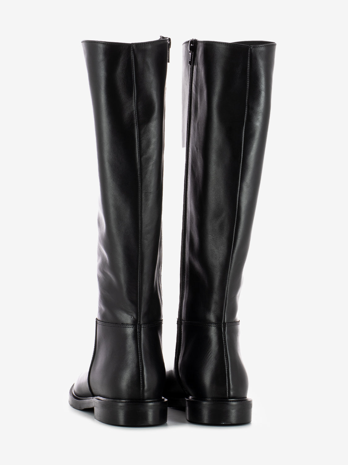 Stivali alti con zip in pelle neri