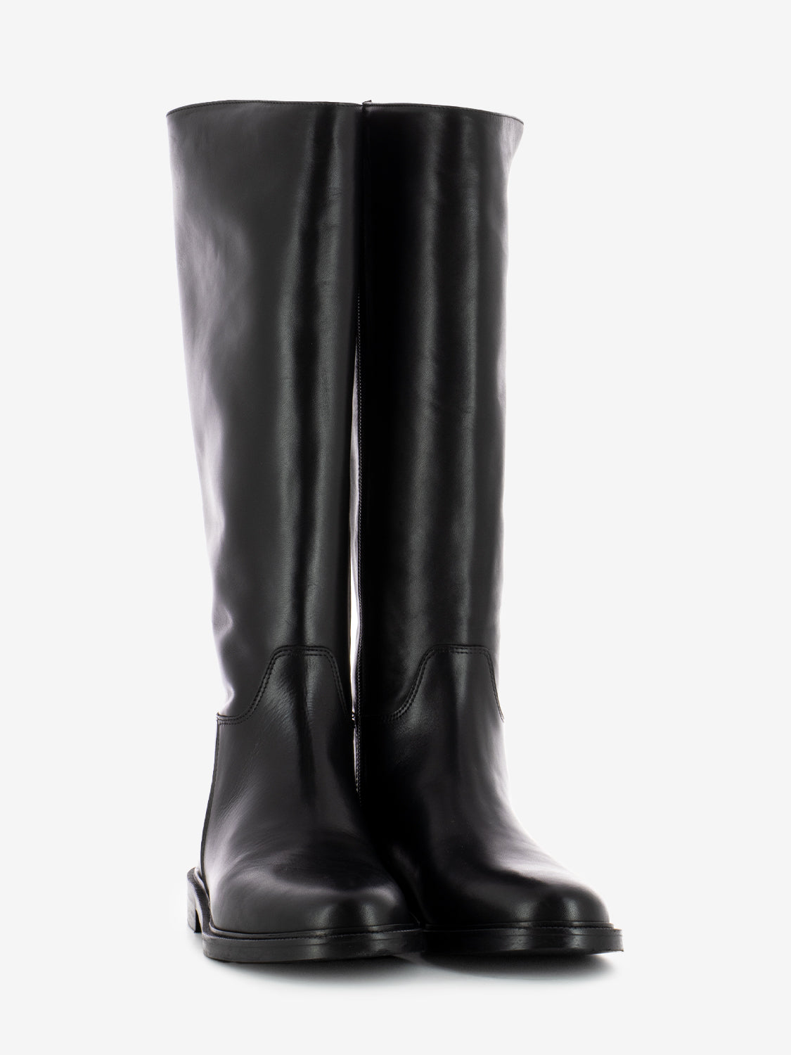Stivali alti con zip in pelle neri