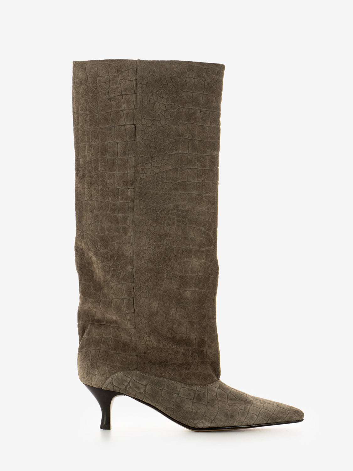 Stivali kitten camoscio cocco vigogna