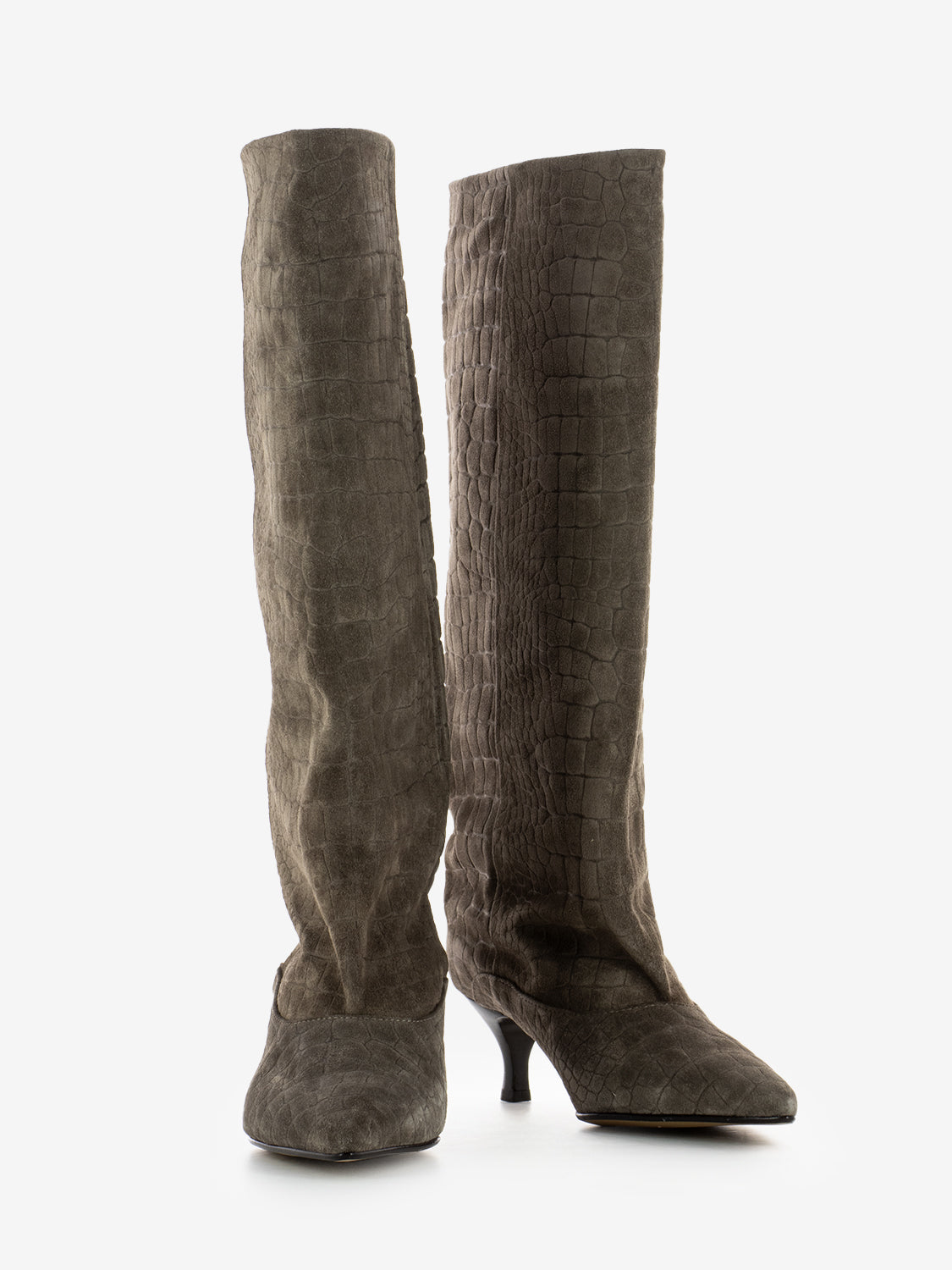 Stivali kitten camoscio cocco vigogna