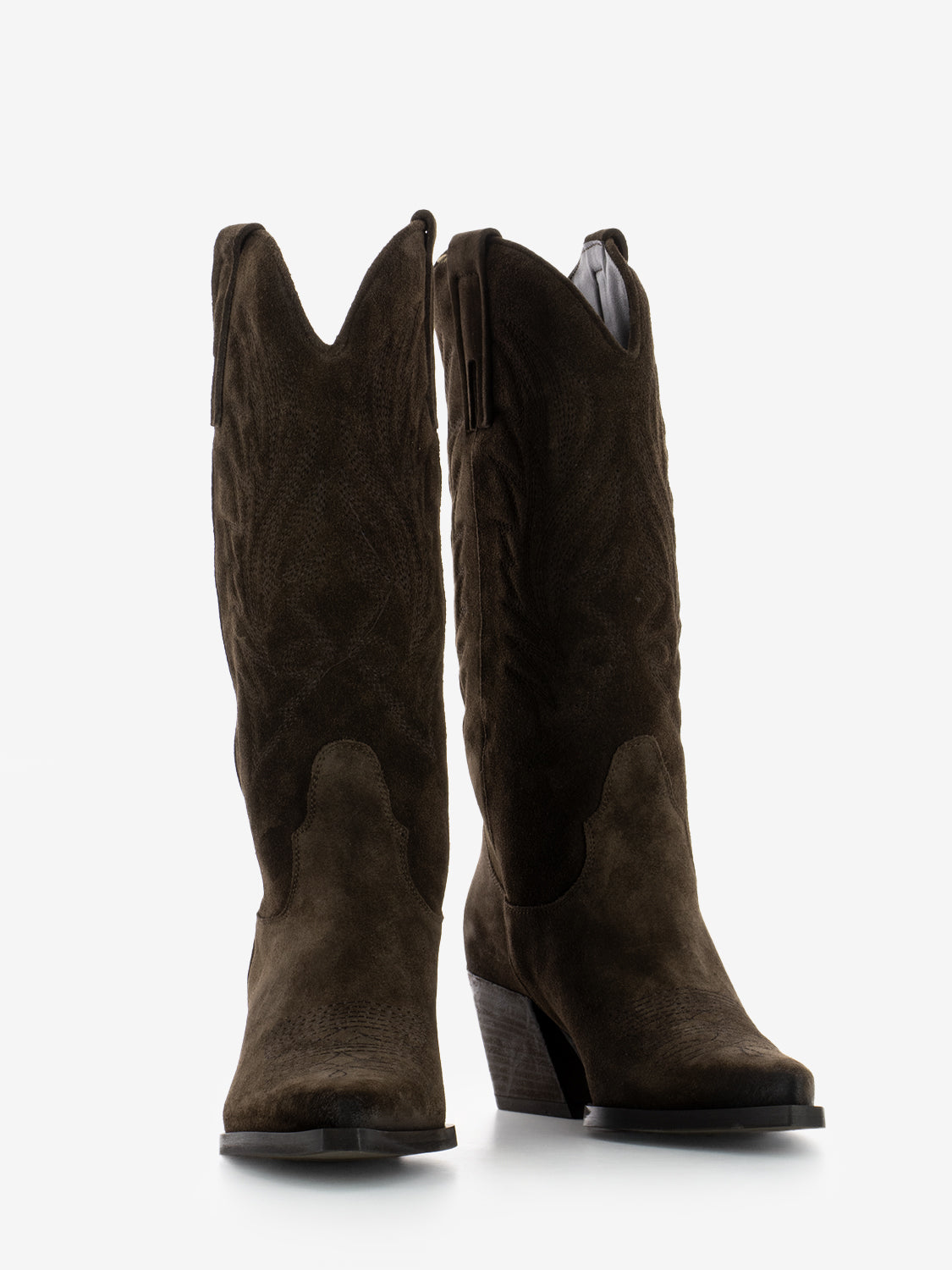 Stivali texani in suede marroni