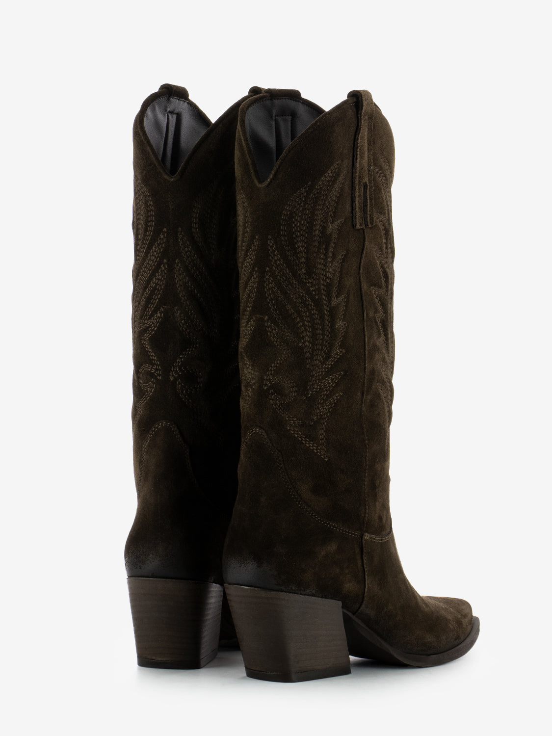 Stivali texani in suede testa di moro
