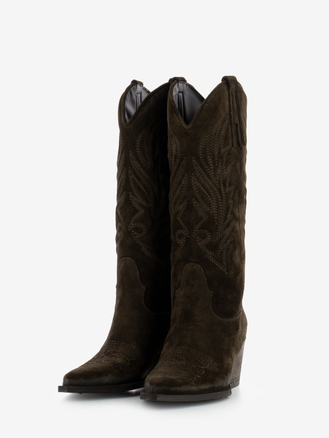 Stivali texani in suede testa di moro