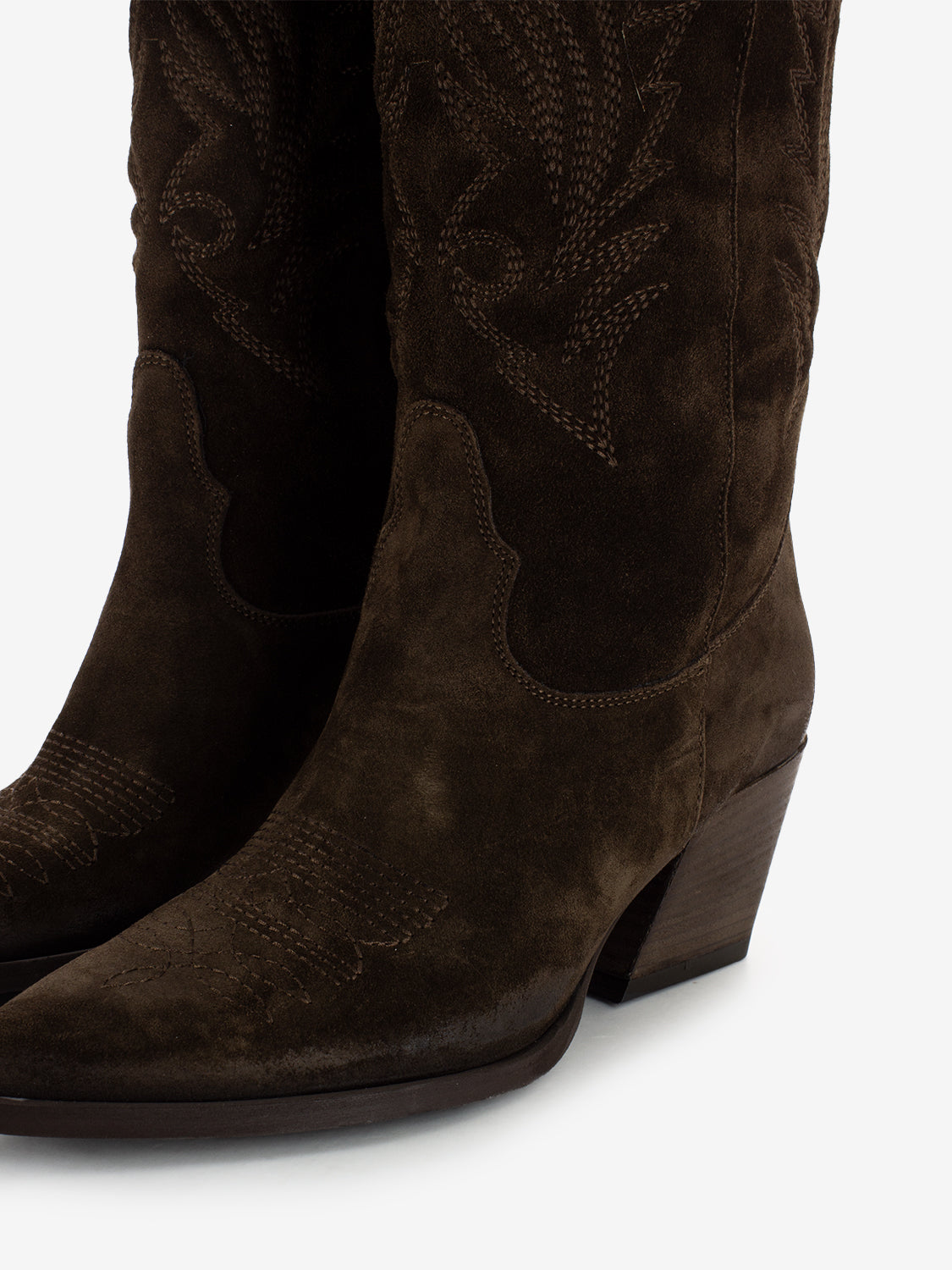 Stivali texani in suede testa di moro