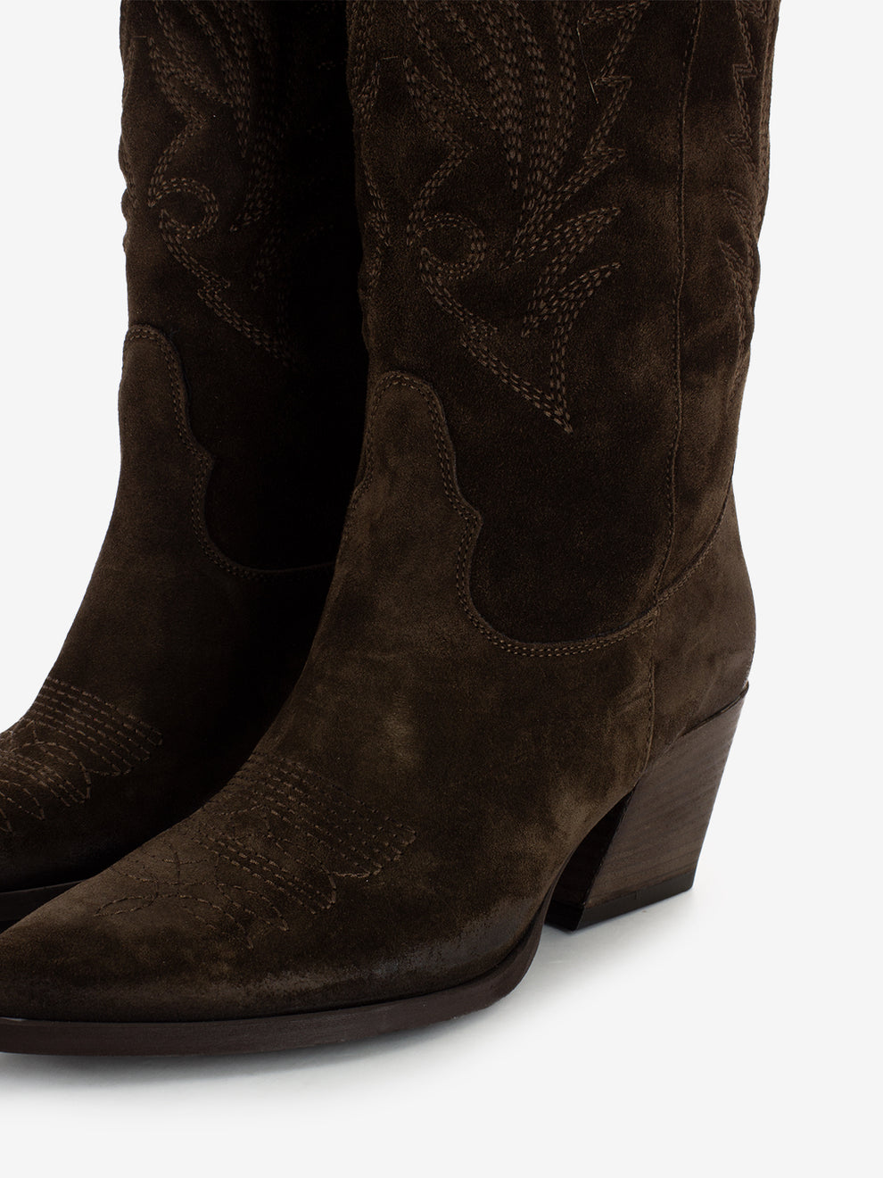 Stivali texani in suede testa di moro