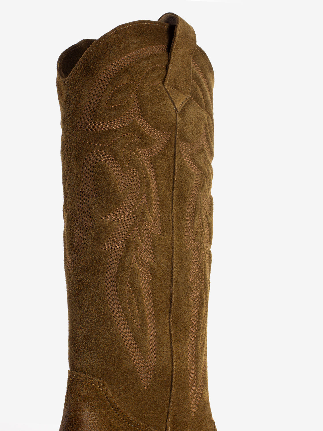 Stivali texani ricamati velour marrone