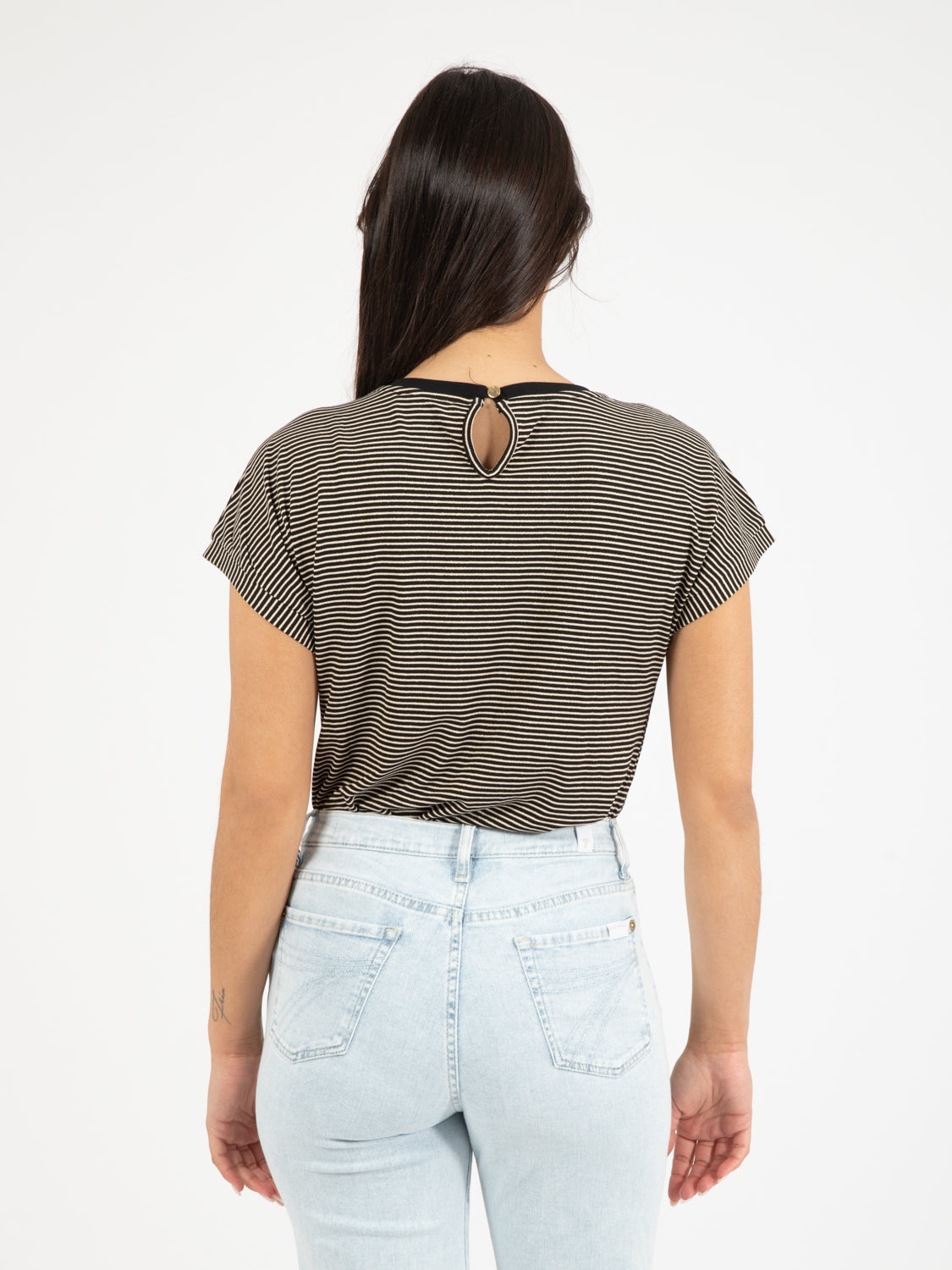 White/Black Lurex Striped T-Shirt
