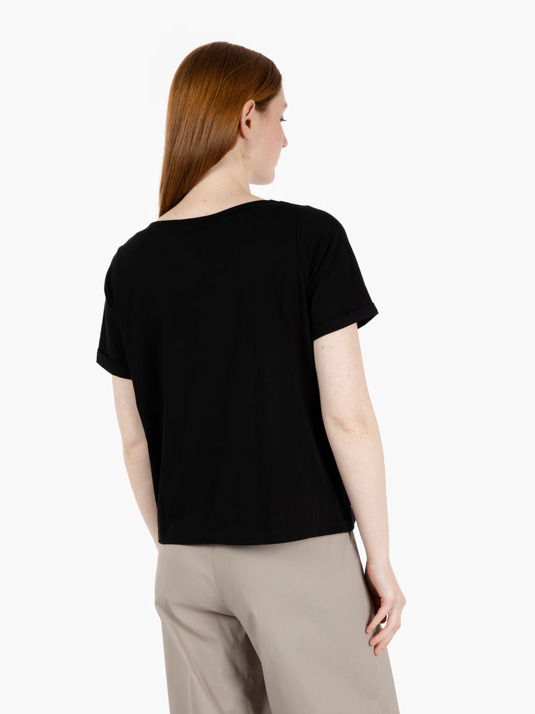 STIMM - T-shirt a scatola con taschino nero