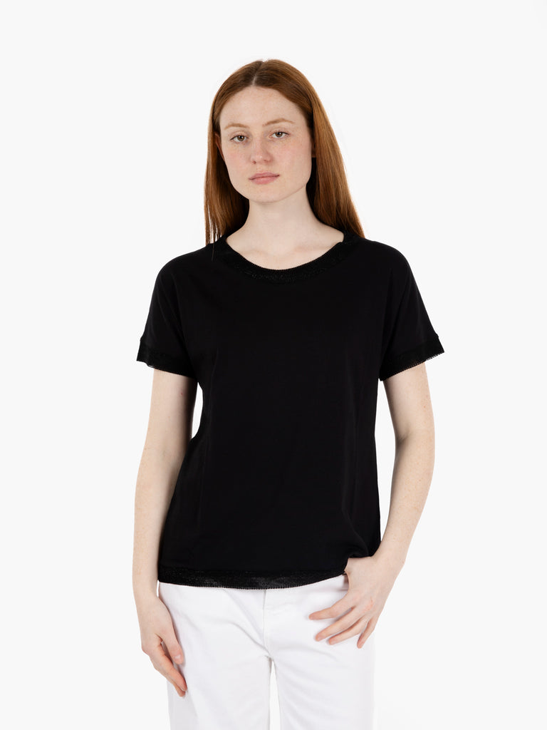 STIMM - T-shirt con bordi in lurex nero