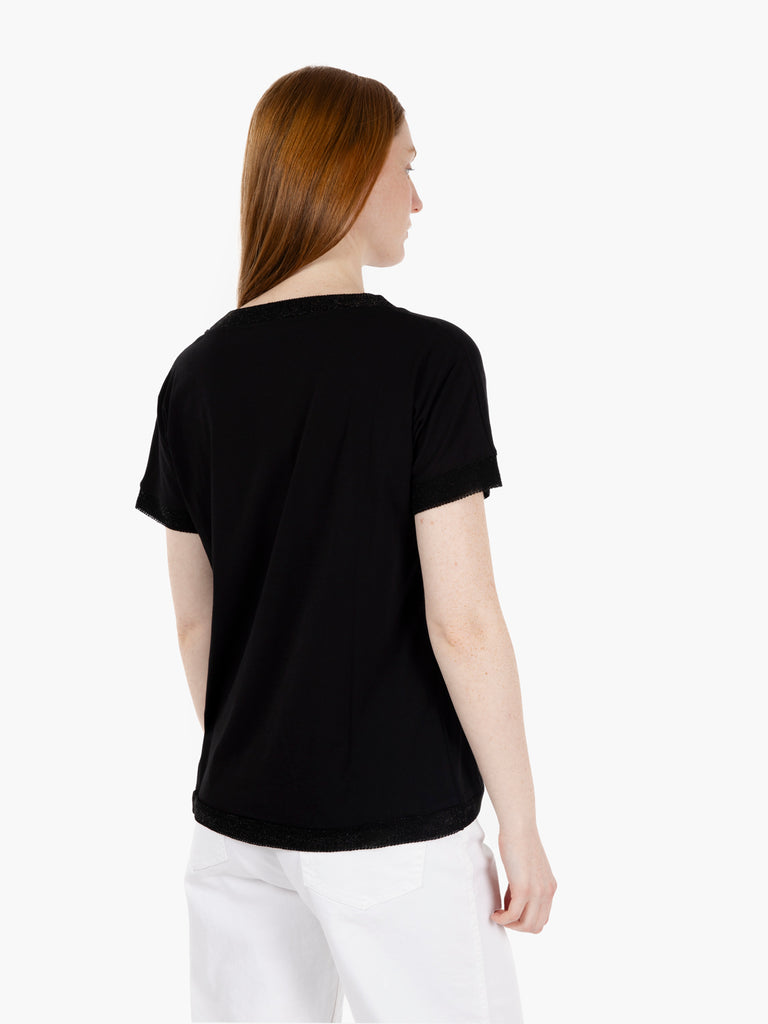 STIMM - T-shirt con bordi in lurex nero