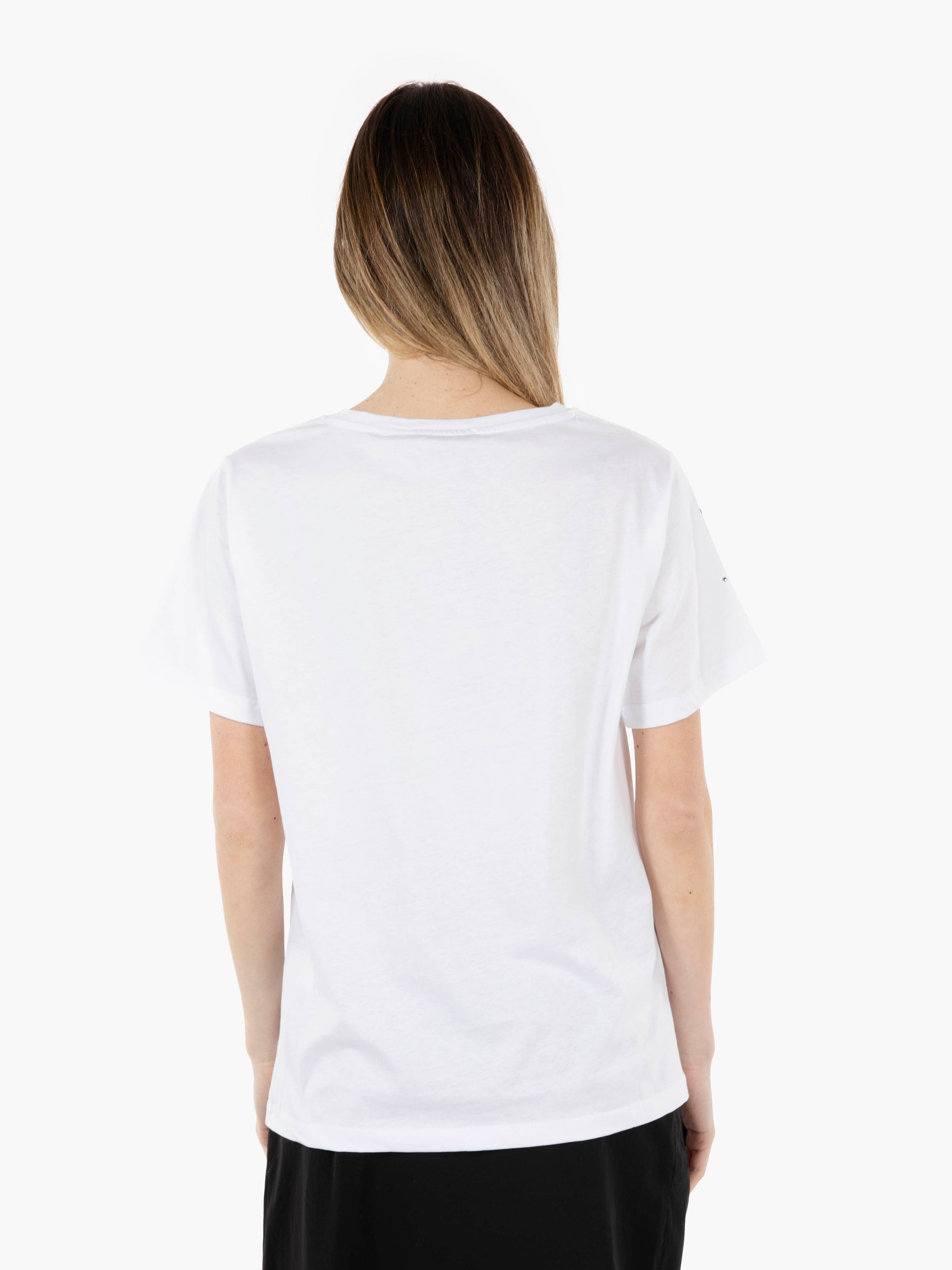 T-shirt con strass bianco