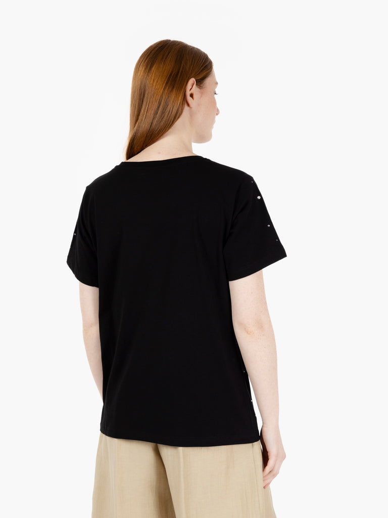 STIMM - T-shirt con strass nero