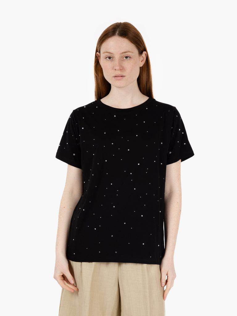 STIMM - T-shirt con strass nero