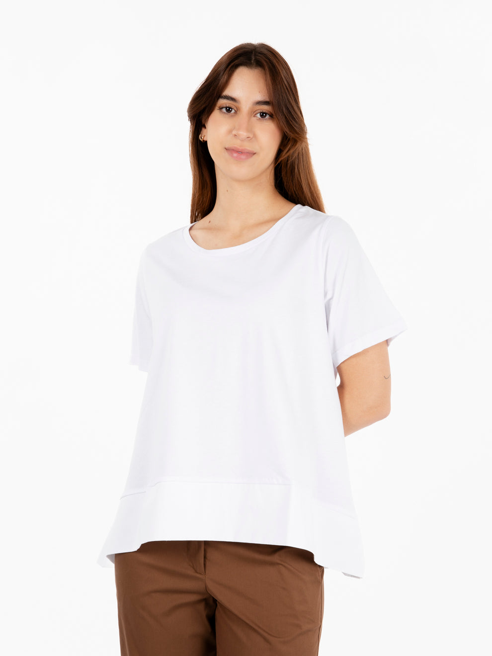 White poplin bottom T-shirt