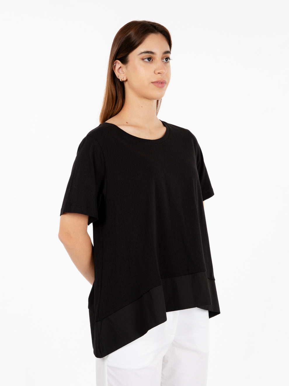 Black poplin bottom T-shirt
