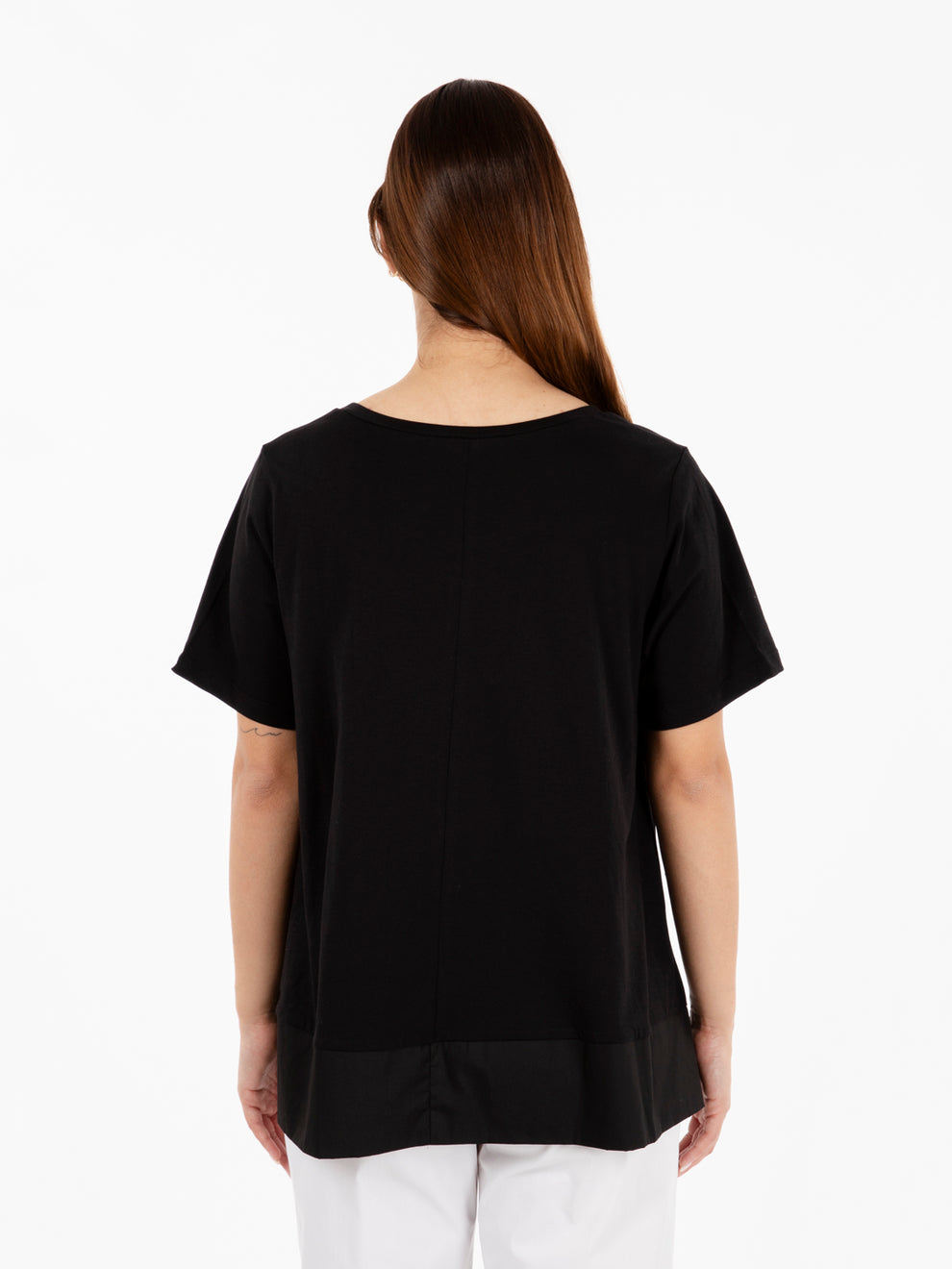 Black poplin bottom T-shirt