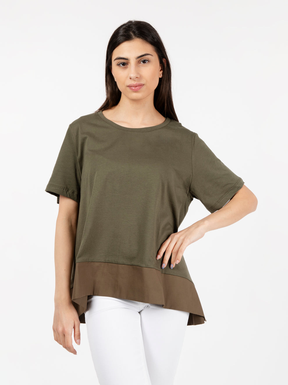 Green poplin bottom T-shirt