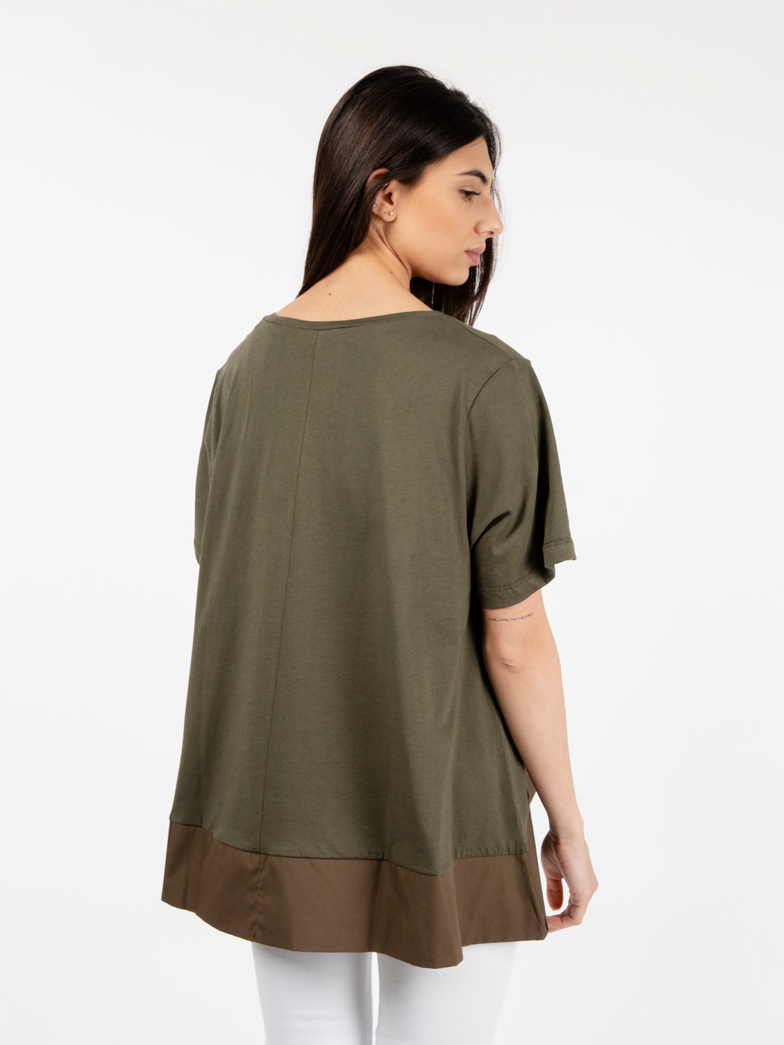 Green poplin bottom T-shirt