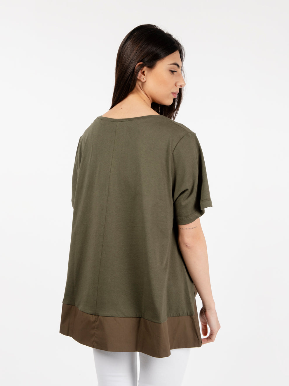 Green poplin bottom T-shirt