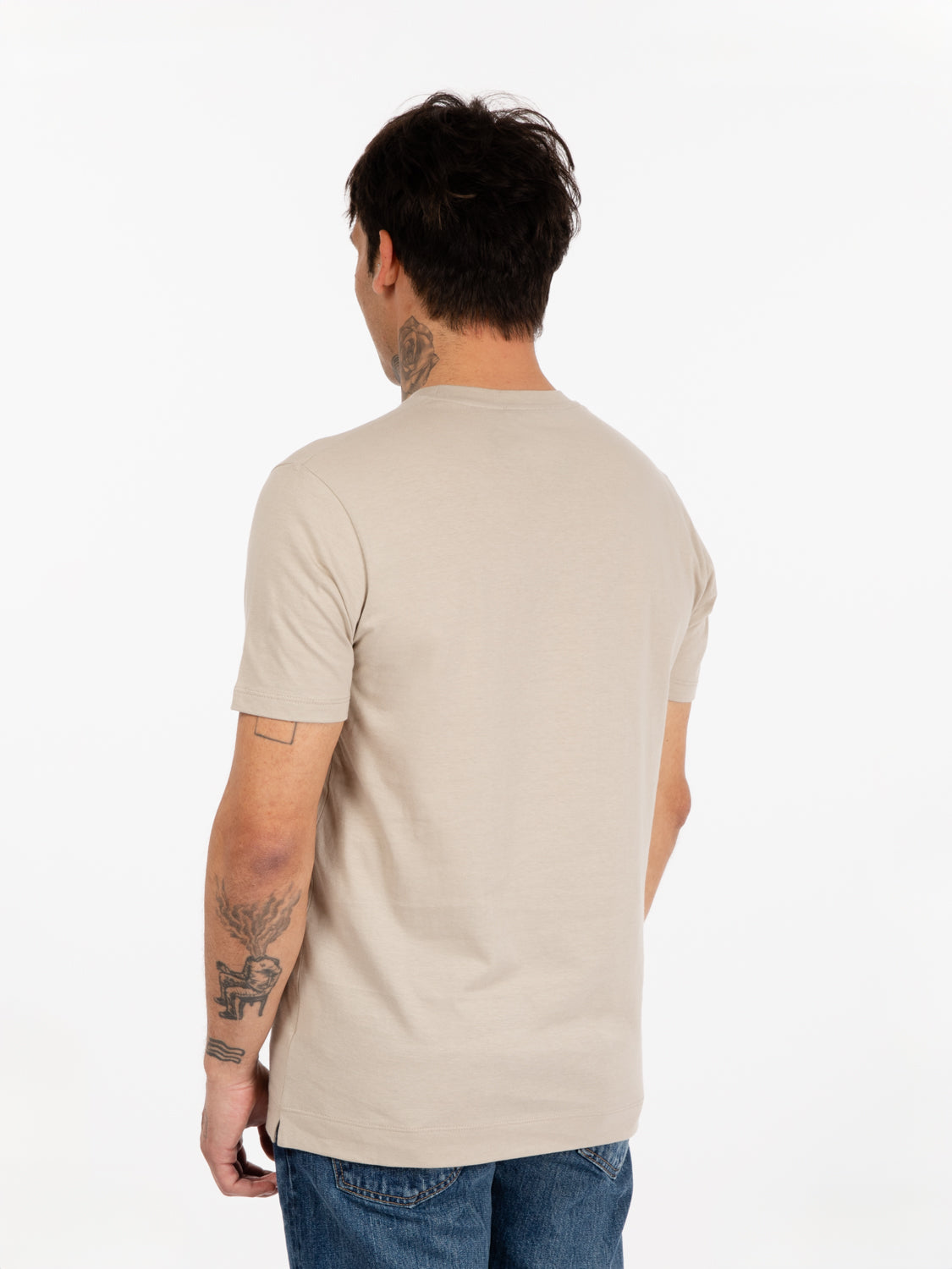 Basic beige crew neck T-shirt