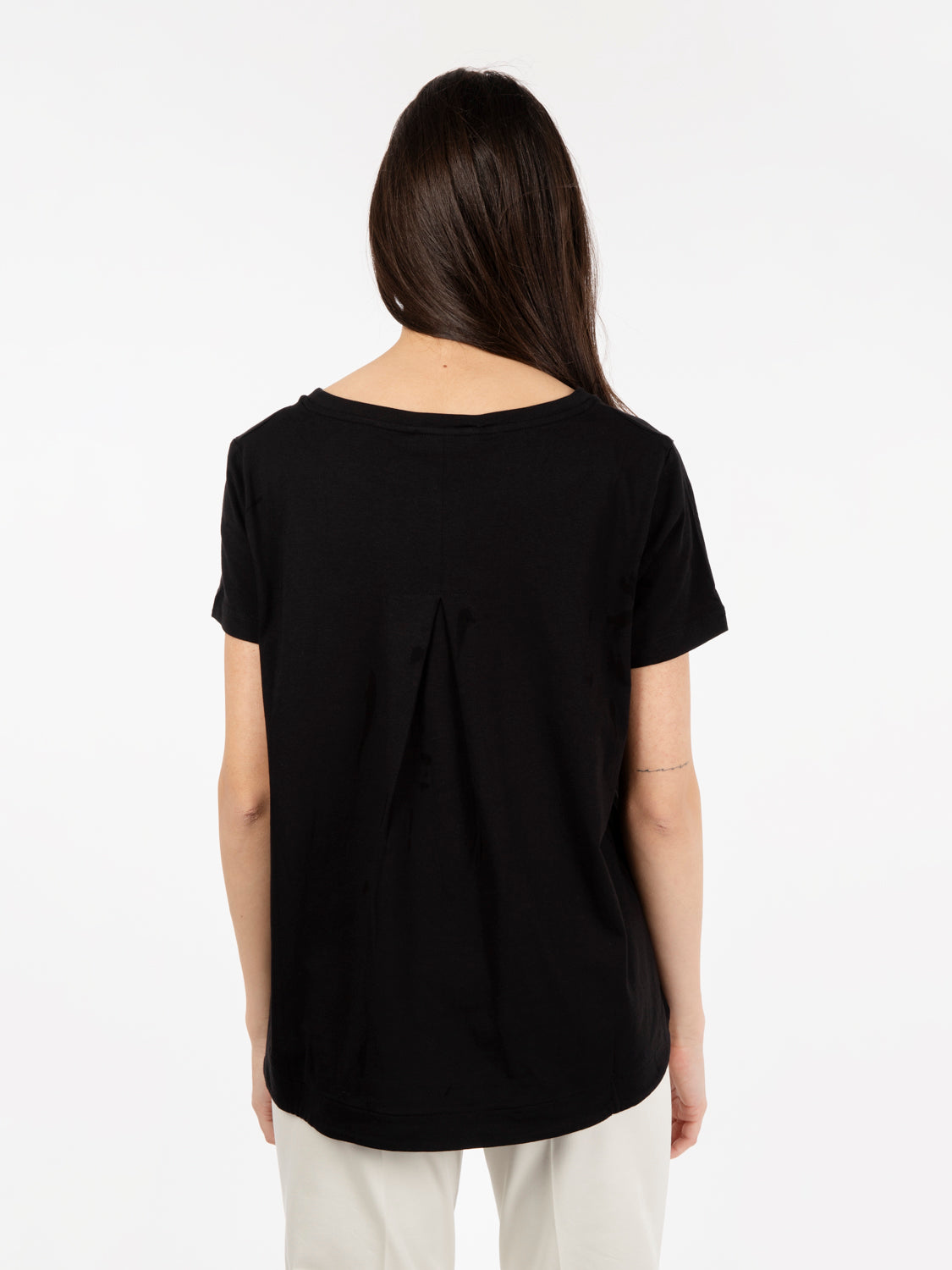 Black crew neck t-shirt with pocket