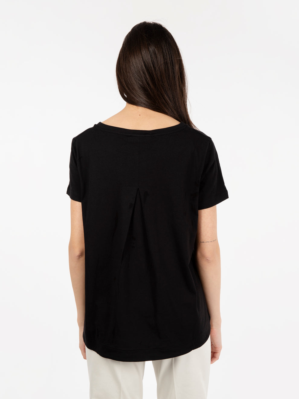 Black crew neck t-shirt with pocket