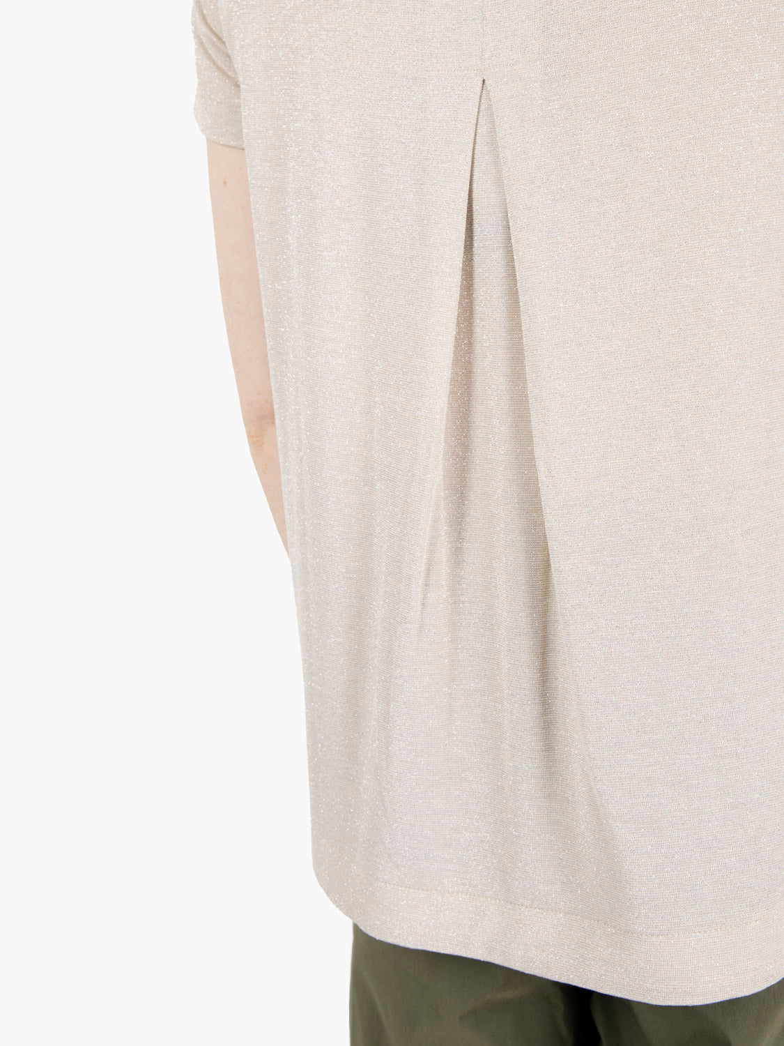 T-shirt girocollo piega a cannoncino beige