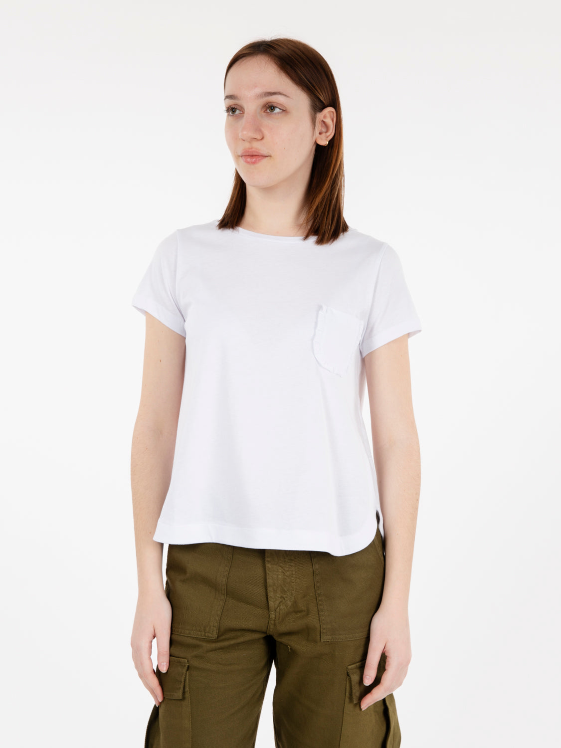 White pocket crew neck t-shirt