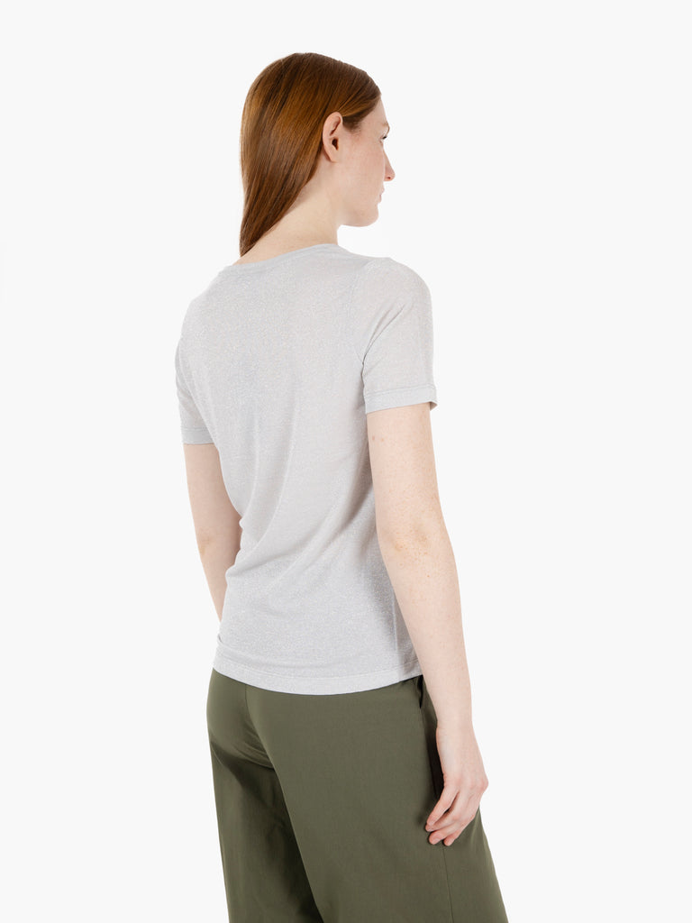 STIMM - T-shirt in lurex argento
