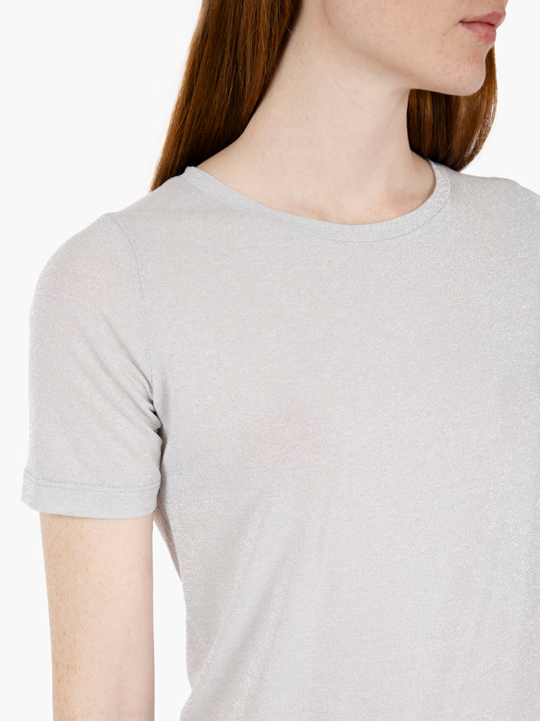STIMM - T-shirt in lurex argento