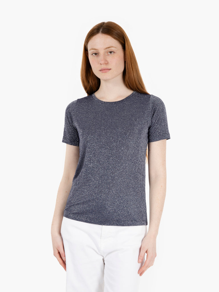 STIMM - T-shirt in lurex blu