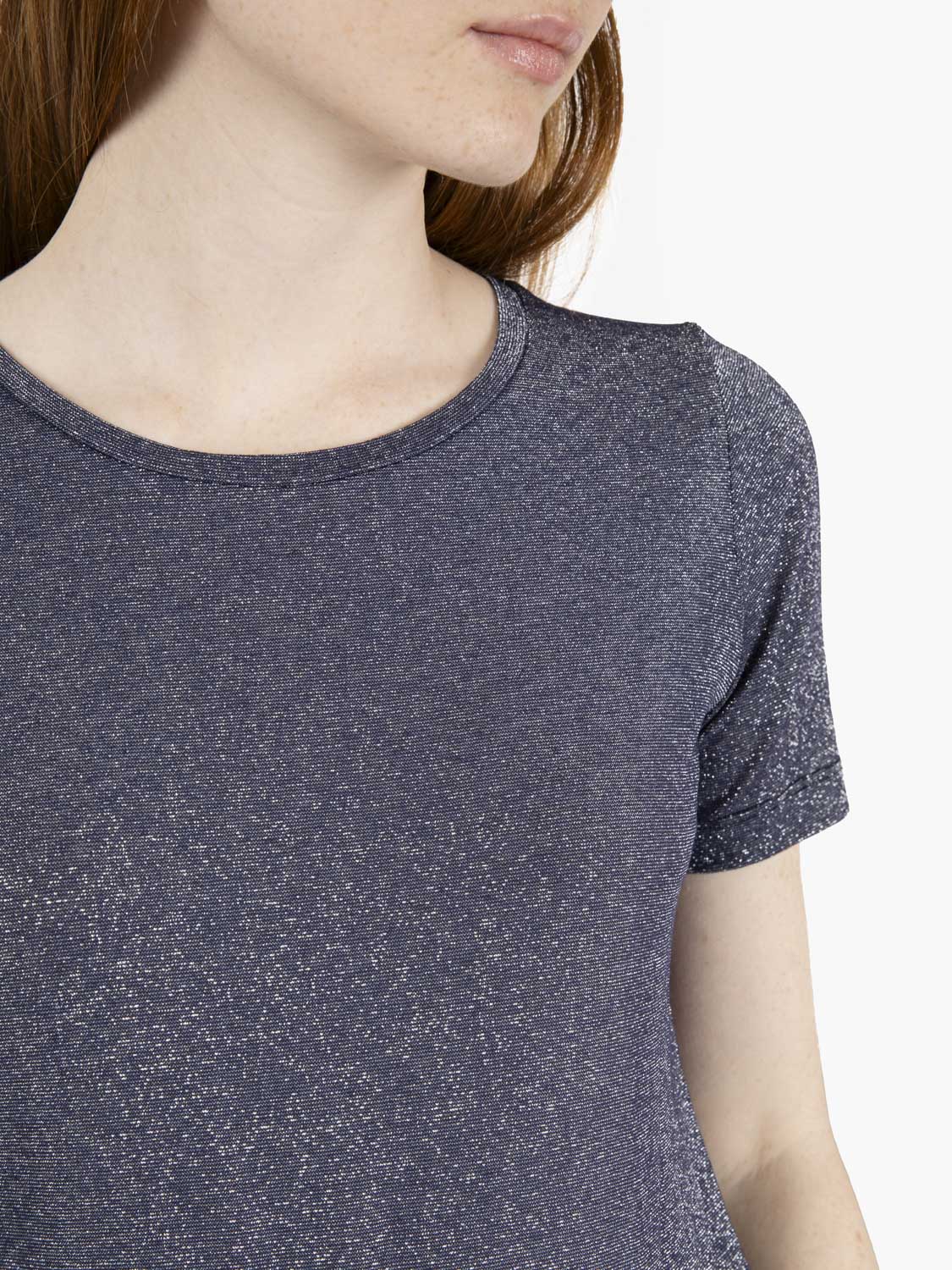 T-shirt in lurex blu