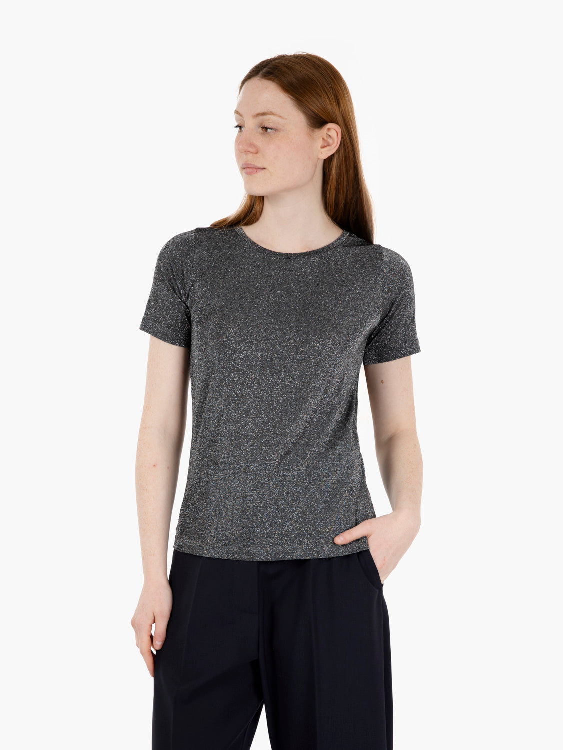 T-shirt in lurex nero