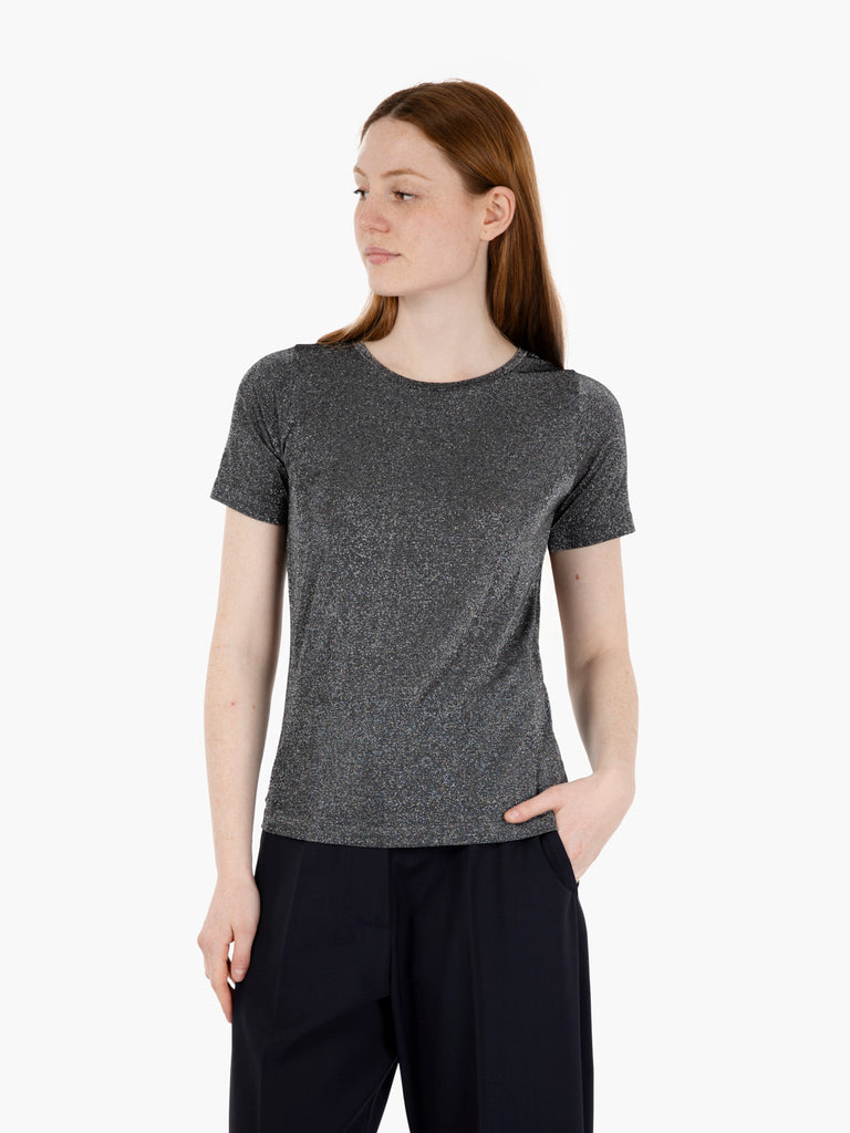 STIMM - T-shirt in lurex nero
