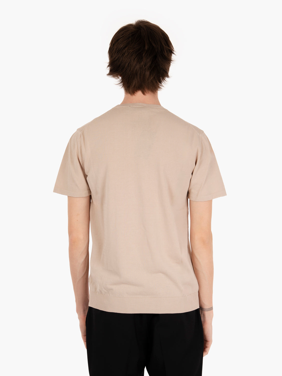T-shirt in maglia cotone sabbia
