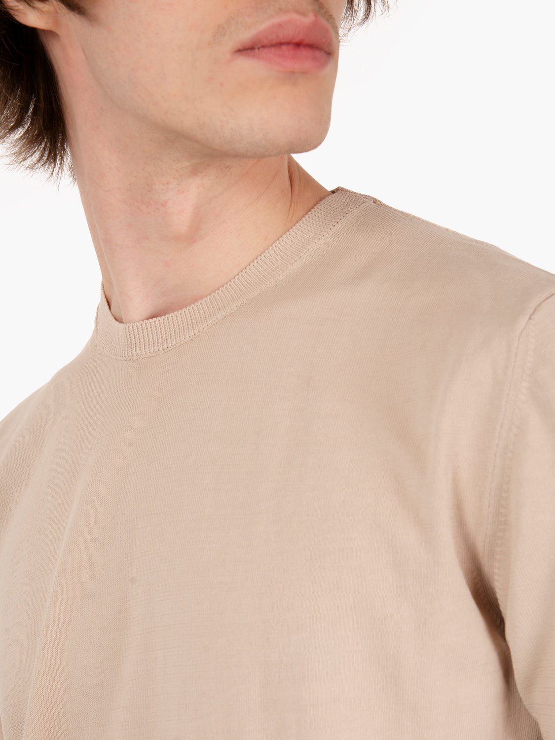 T-shirt in maglia cotone sabbia