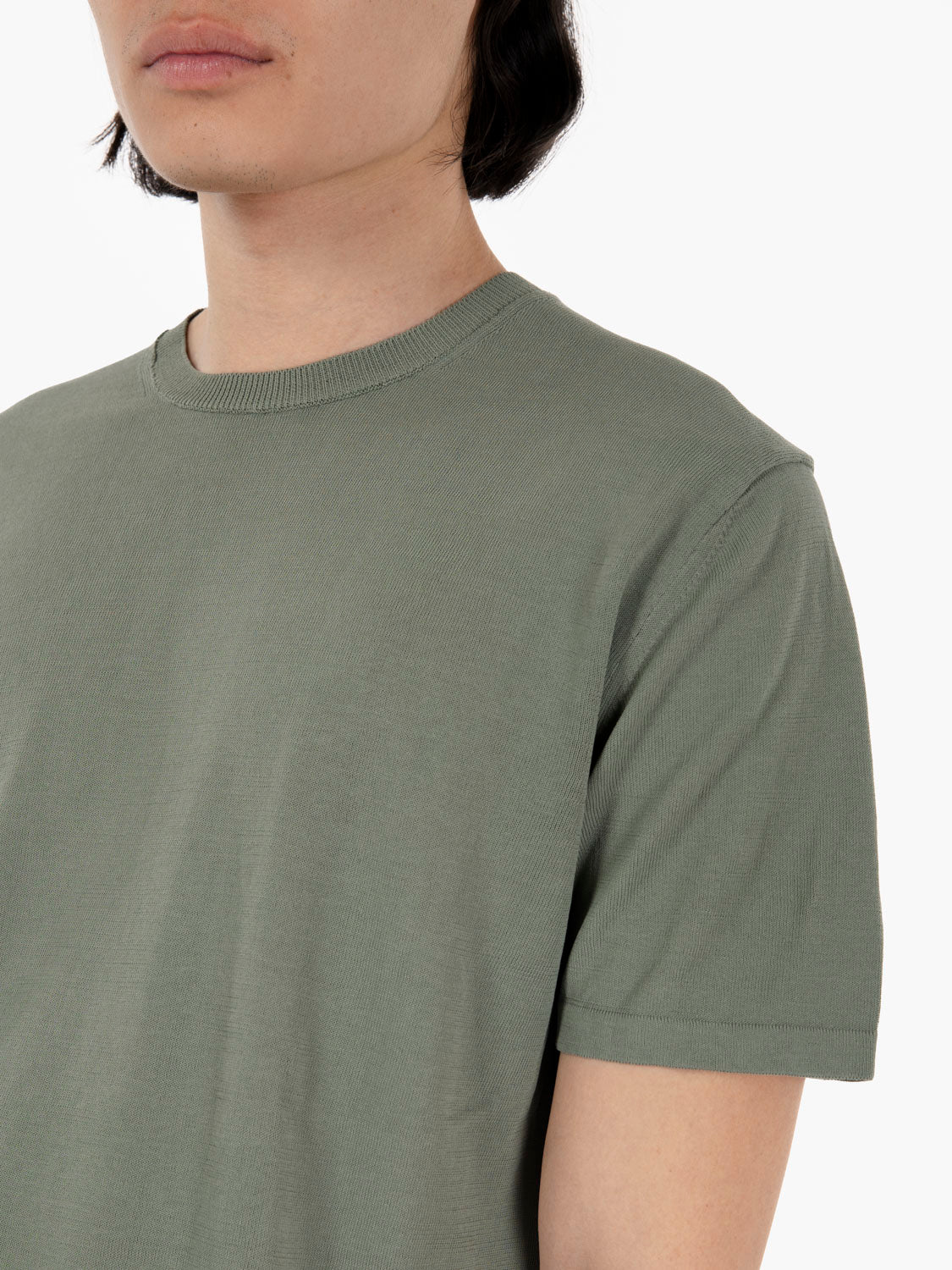 T-shirt in maglia cotone salvia