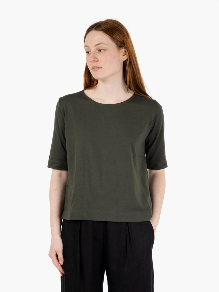STIMM - T-shirt maniche a 3/4 bianco verde militare