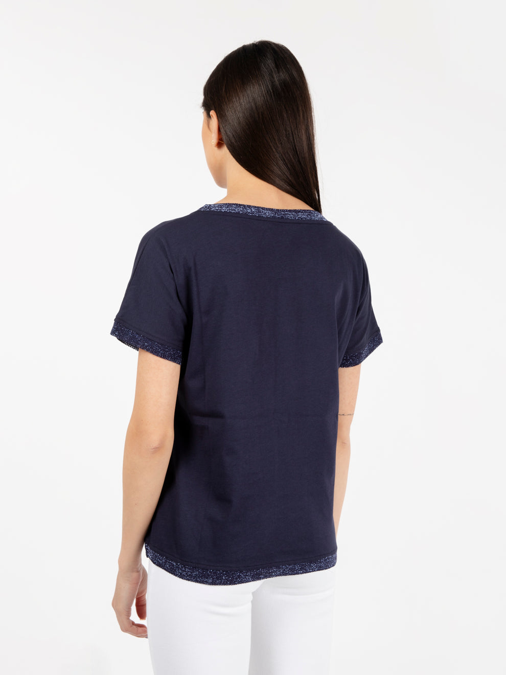 Blue lurex hem T-shirt