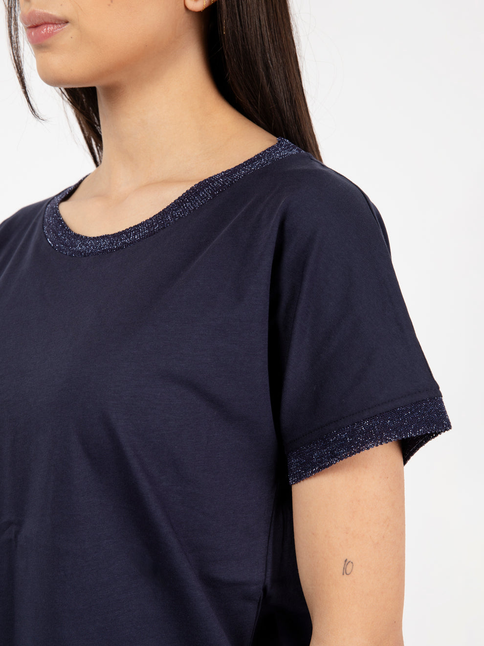 Blue lurex hem T-shirt