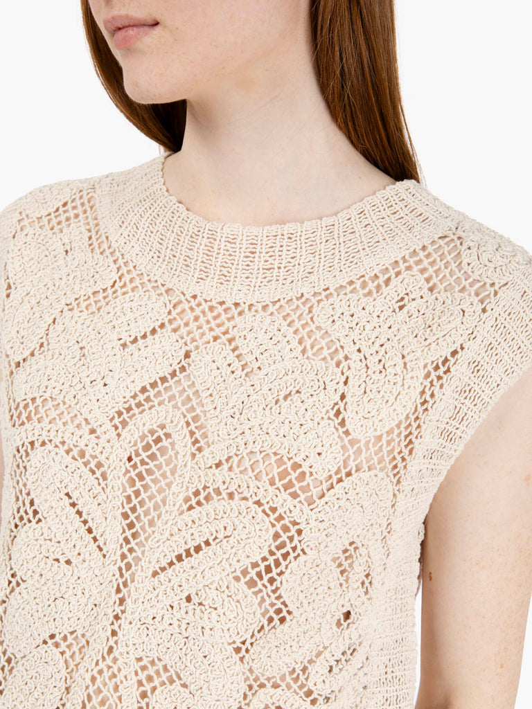 STIMM - Top crochet beige
