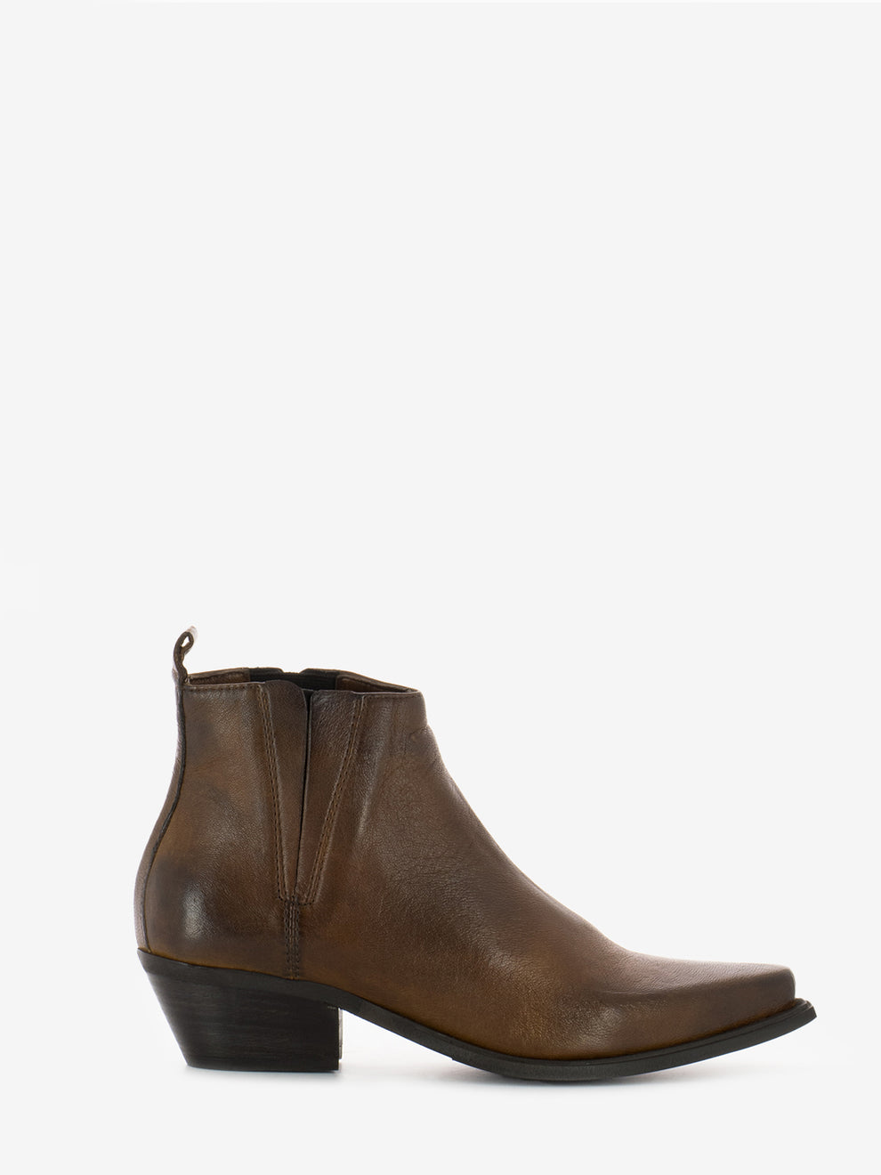 Low tex leather wood ankle boots