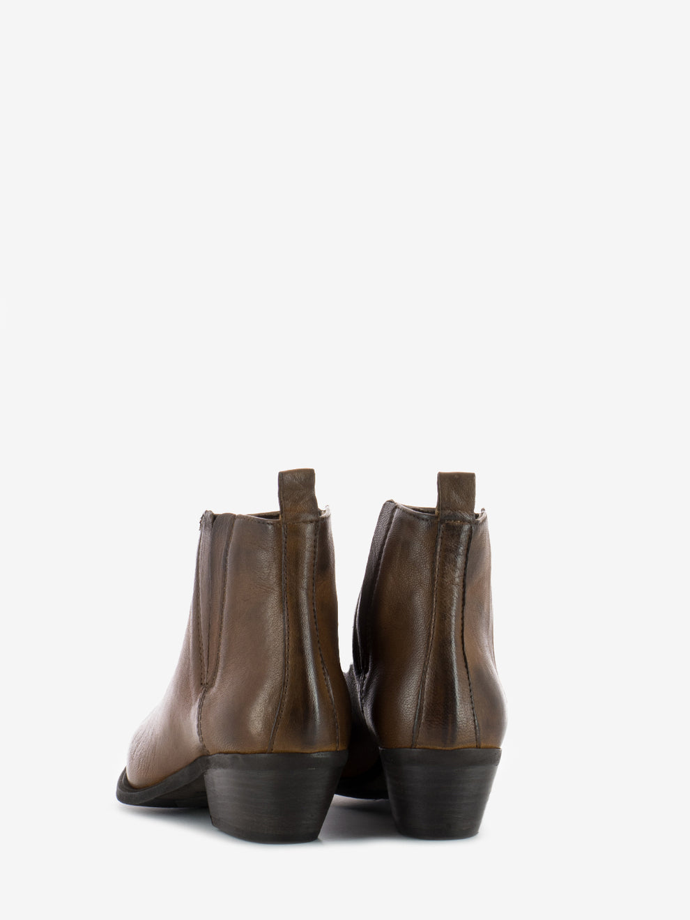 Low tex leather wood ankle boots