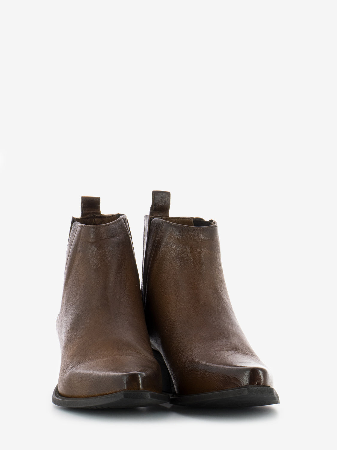 Low tex leather wood ankle boots